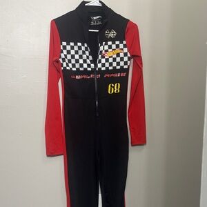 Hot Wheels Racing Zip-Up Jumpsuit – Black & Red (Women’s Small)